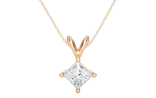 Basket Setting Princess Cut Solitaire Natural Diamond Pendant Necklace 24kdiamond