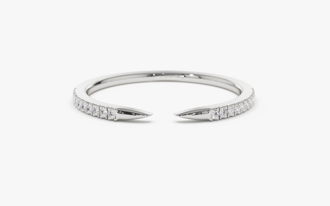 Open Claw Stackable Round Cut Natural Diamond Ring White Gold 24kdiamond