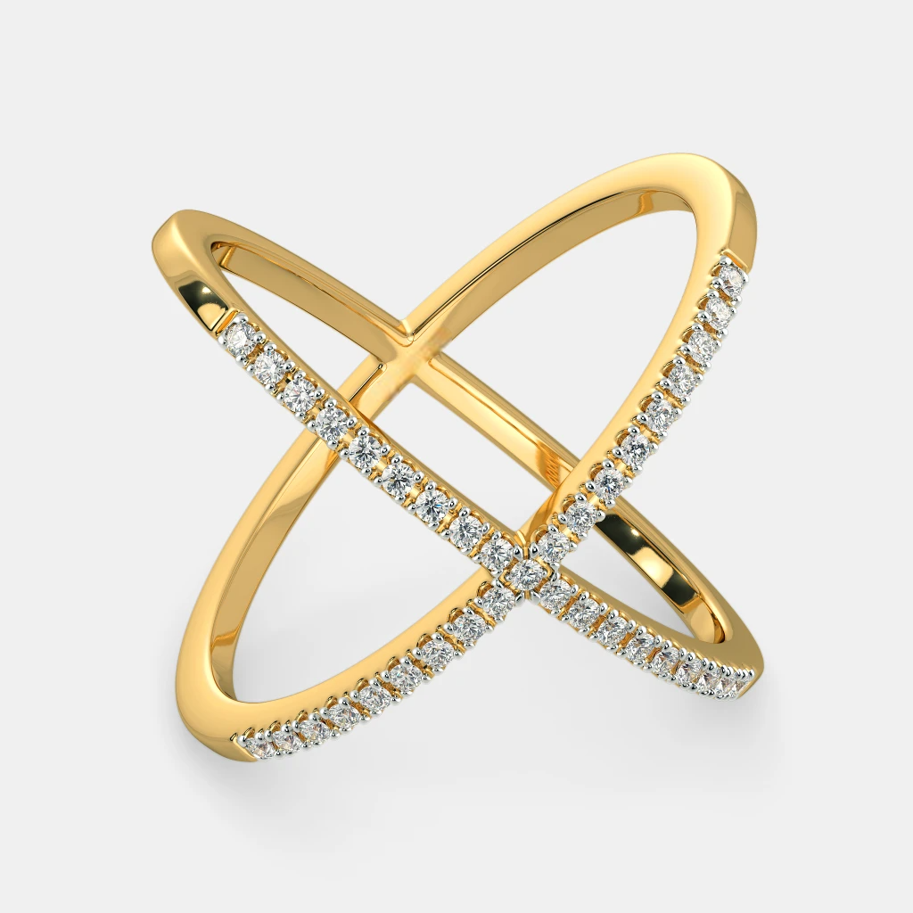 Diamond Criss Cross X Ring Yellow Gold 24kdiamond