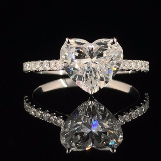 Heart Cut Lab Grown Diamond 14K White Gold Engagement Wedding Anniversary Ring