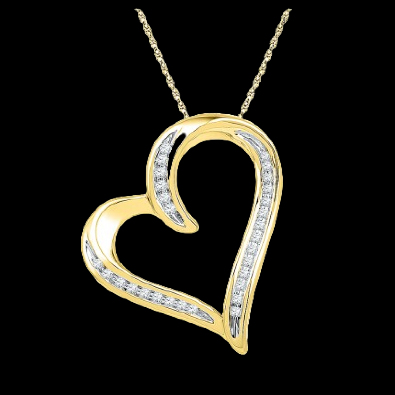 Heart Flow Diamond Pendant Necklace Yellow Gold 24kdiamond