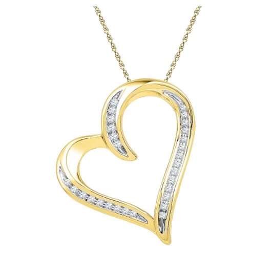 Heart Flow Diamond Pendant Necklace Yellow Gold 24kdiamond