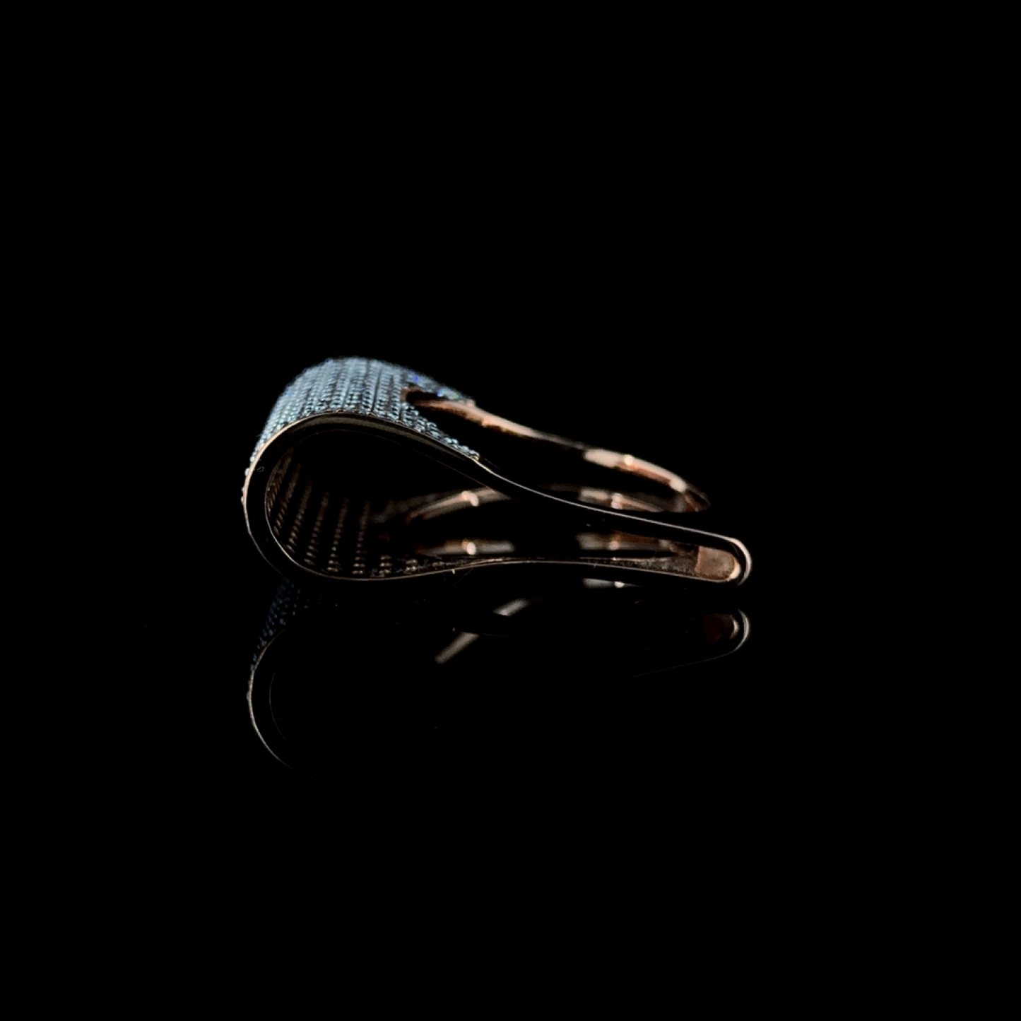 Pave Round Diamond Luxury Folded Cocktail Ring Rose Gold