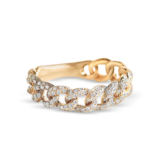 Round Cut Diamond Link Chain Stackable Ring www.24kdiamond.com