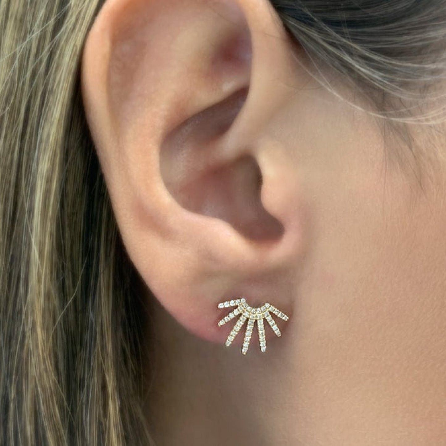 Sun Burst Diamond Earrings Stud 24kdiamond