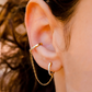 Diamond Huggie Chain Earrings Yellow Gold