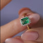 Emerald And Round Diamond Women's Engagement Ring 24kdiamond