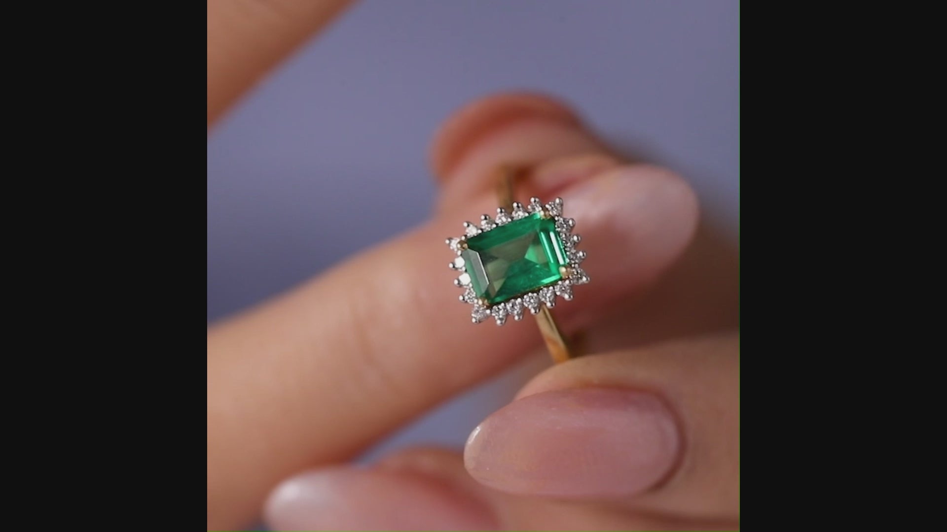Emerald And Round Diamond Women's Engagement Ring 24kdiamond