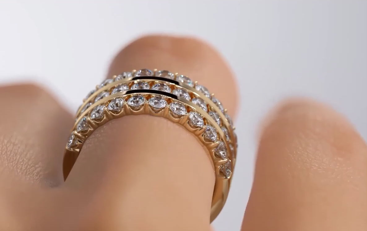 3-Line Diamond Wedding Band High Jewellery Ring Yellow Gold 24kdiamond