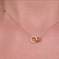 Double Circle Diamond Necklace Yellow Gold, 14Karat And 18Karat, Real Diamond And Lab Grown Diamond