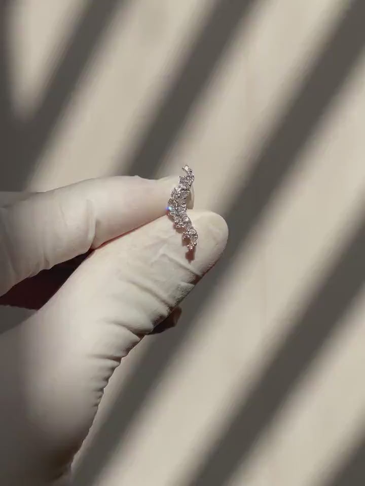 Cartilage Marquise Diamond Earrings Cuff Rose Gold, 14Karat And 18Karat, Real Diamond And Lab Grown Diamond