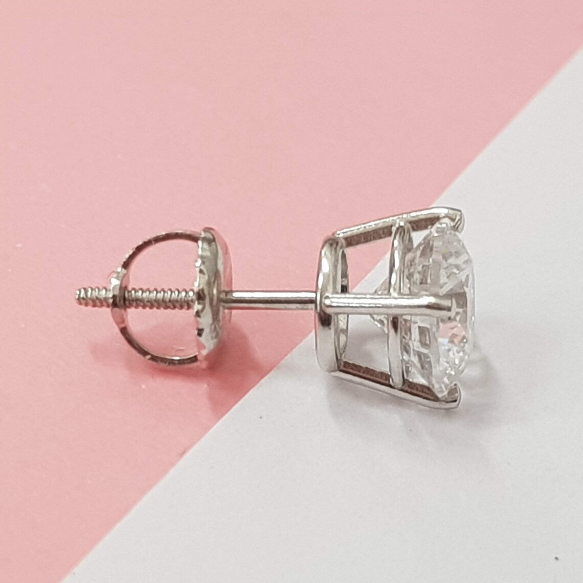 1.00 Carat Lab Grown Diamond Stud Earrings, Brilliant Cut Round Studs 24kdiamond