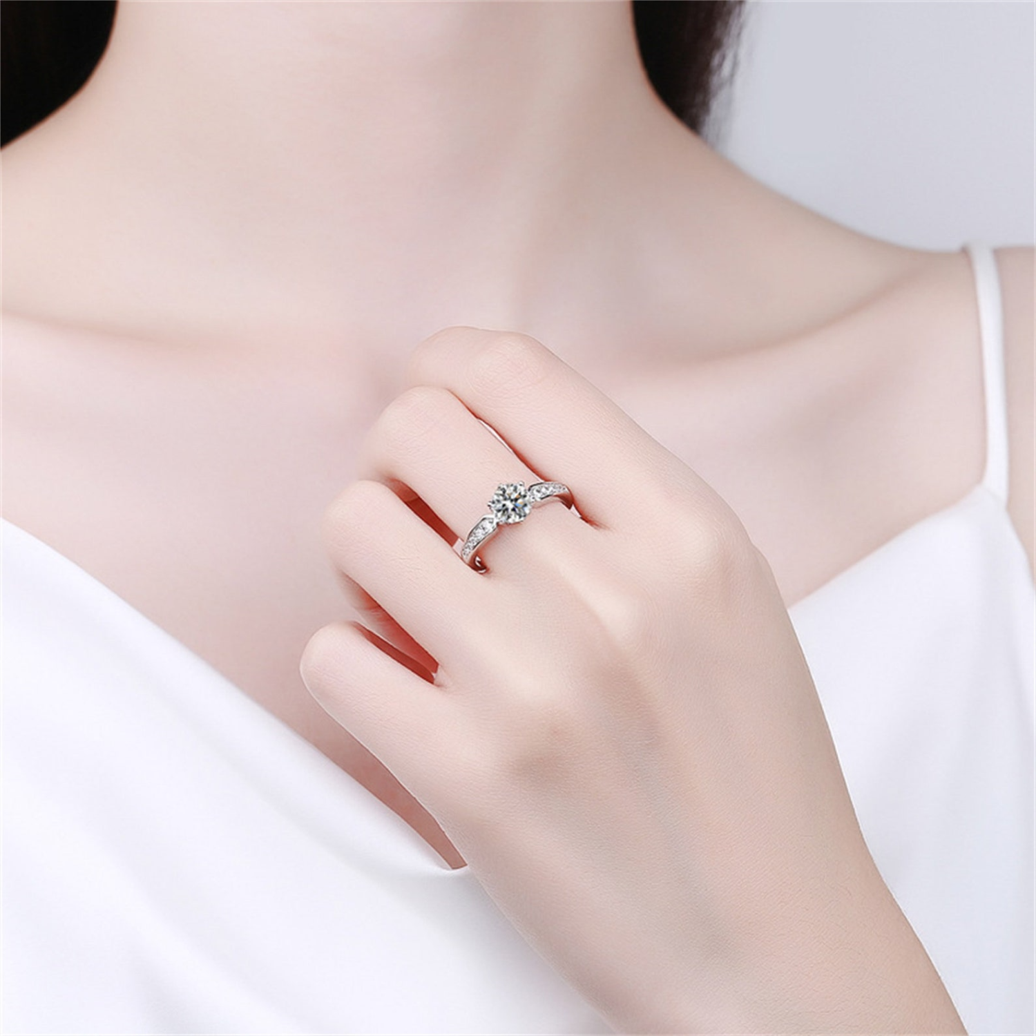 1.30Ct Solitaire Lab Diamond Engagement Ring Adjustable – 24kdiamond