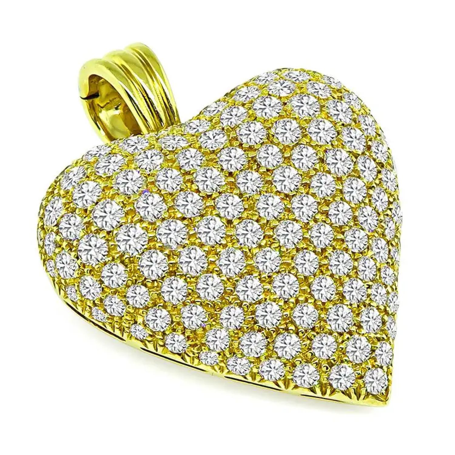 2 IN 1 Diamond Heart Pendant, Brooch Pin Yellow Gold 24kdiamond