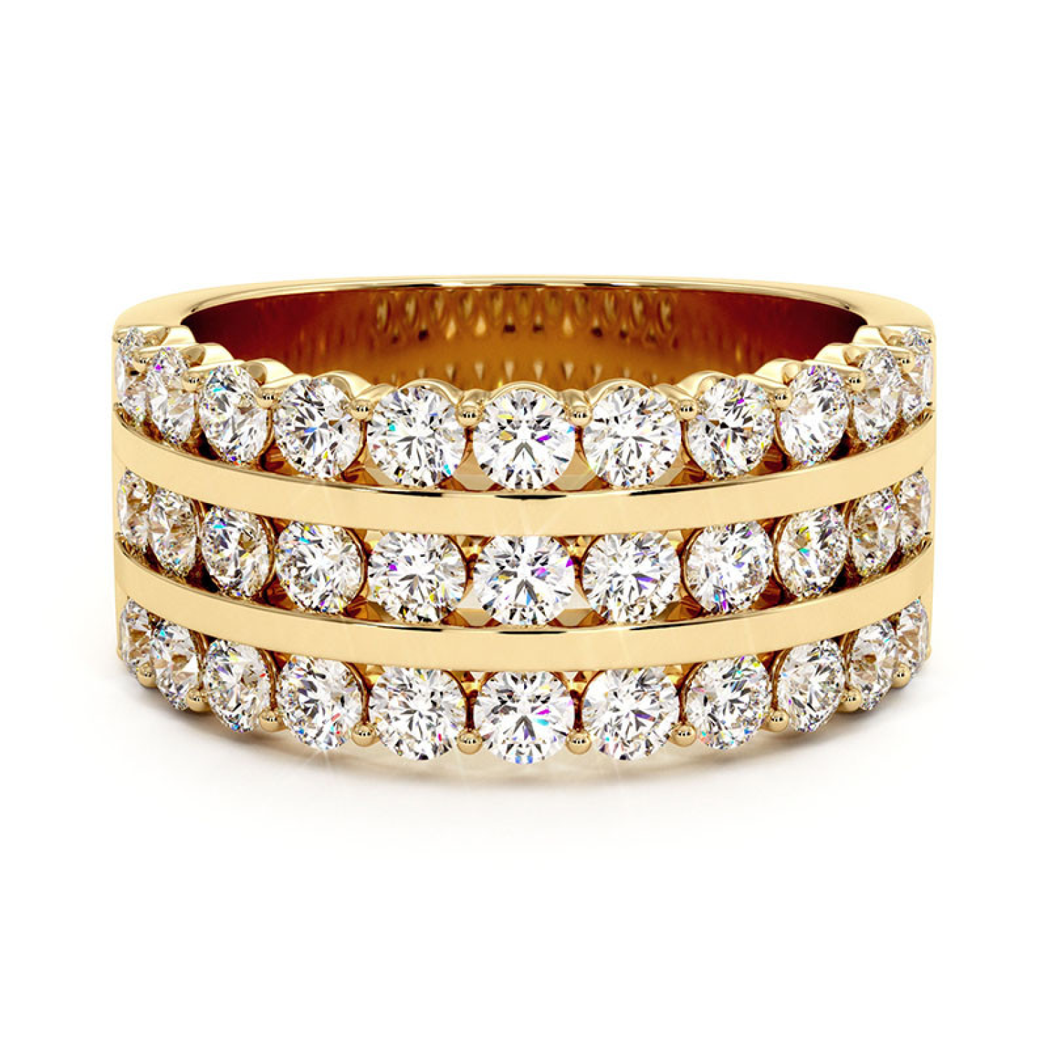 3-Line Diamond Wedding Band High Jewellery Ring Yellow Gold 24kdiamond