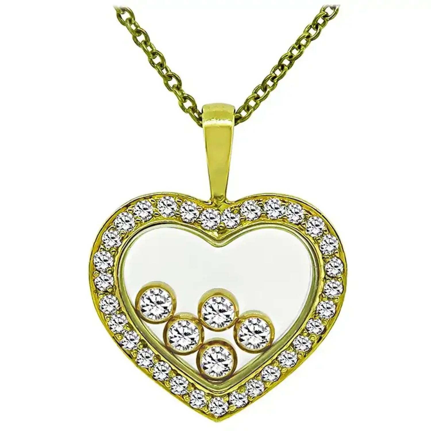 5 Movable Diamond Heart Pendant Yellow Gold 24kdiamond
