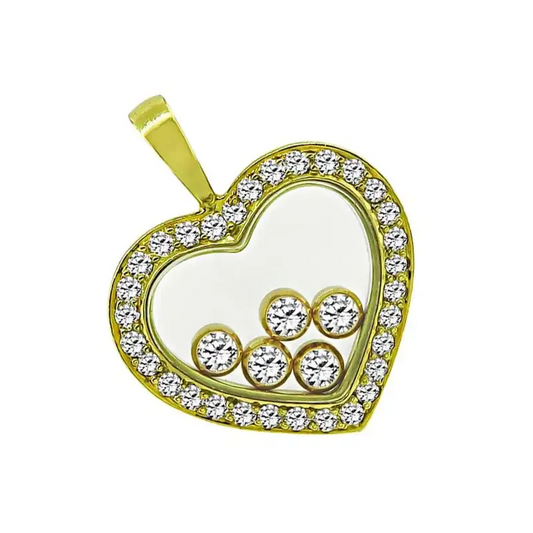 5 Movable Diamond Heart Pendant Yellow Gold 24kdiamond