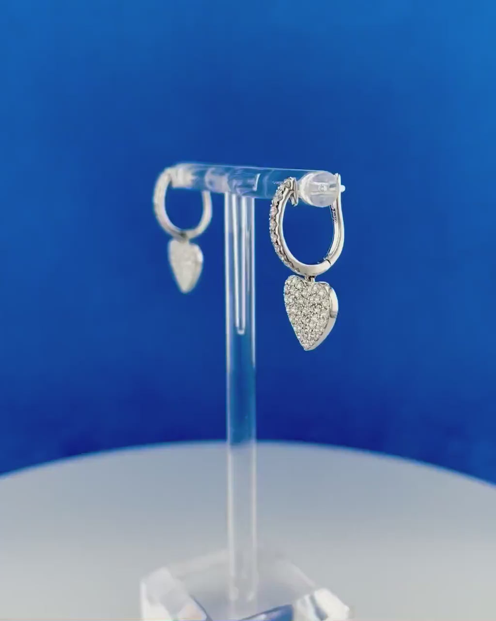 Heart Drop Diamond Earrings White Gold, 14Karat And 18Karat, Real Diamond And Lab Grown Diamond