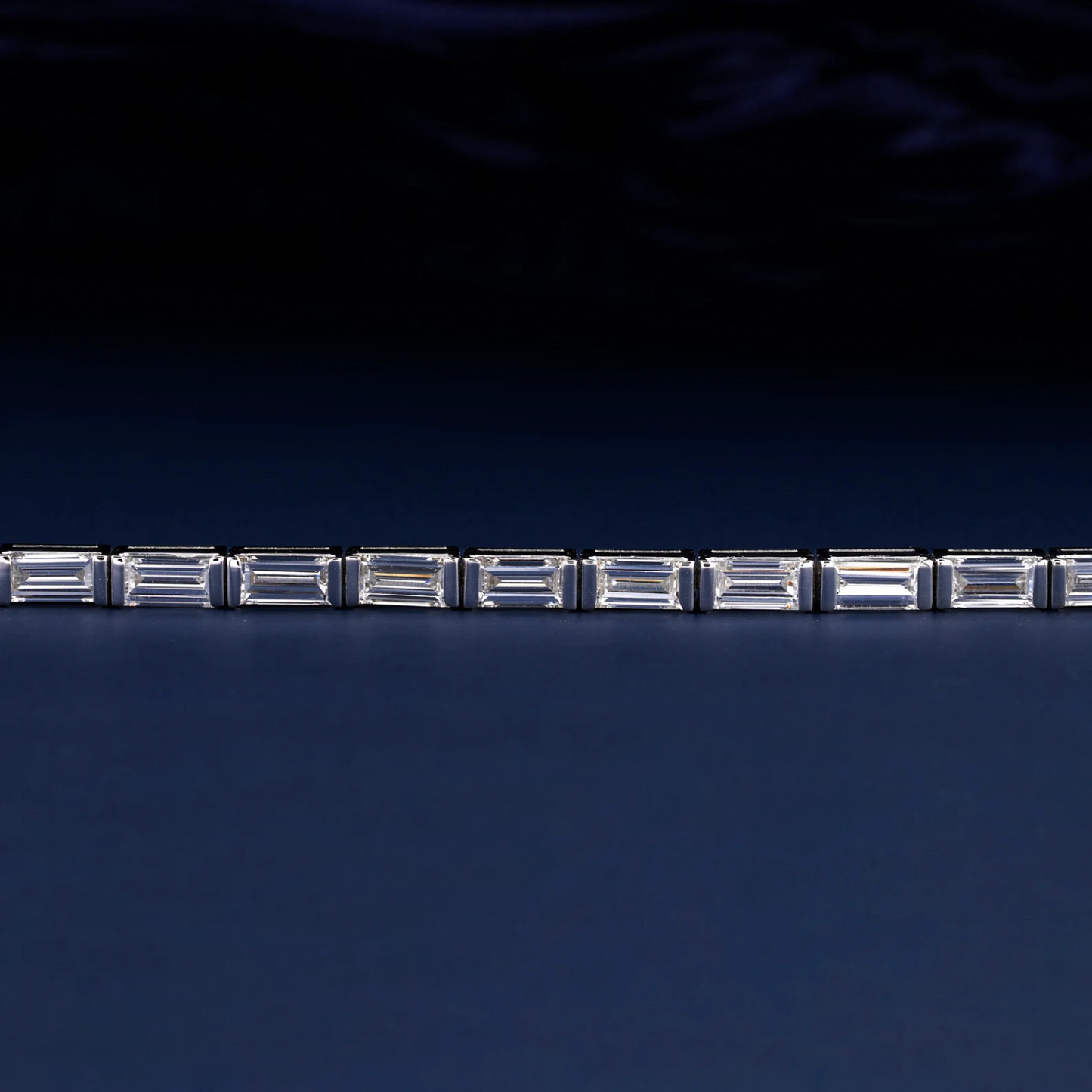 Baguette Cut Lab Grown Diamond Tennis Bracelet White Gold 24kdiamond