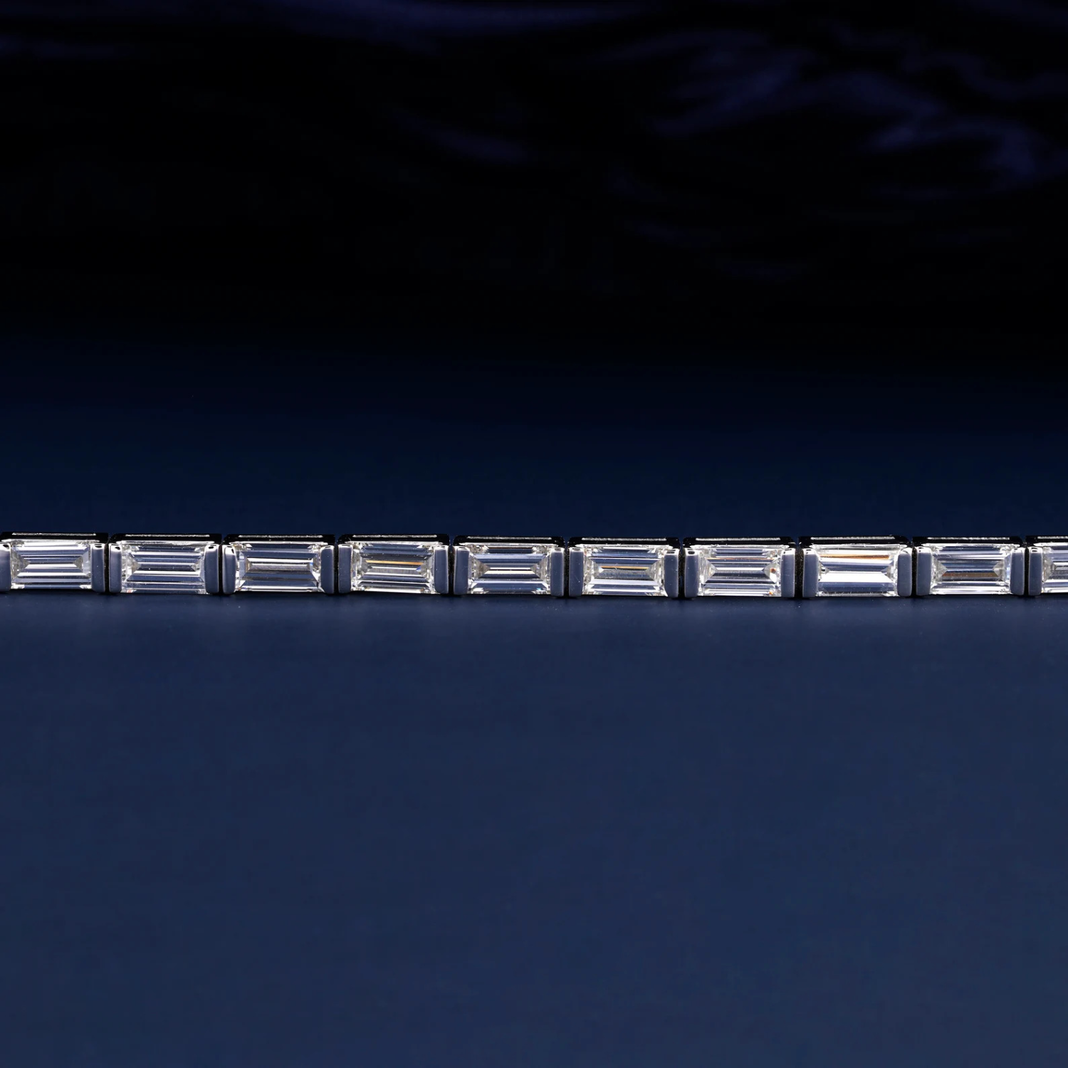 Baguette Cut Lab Grown Diamond Tennis Bracelet White Gold 24kdiamond