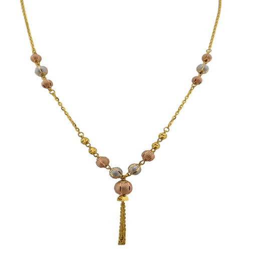 Beads Chain Three Tone Gold Chain Necklace 24kdiamond