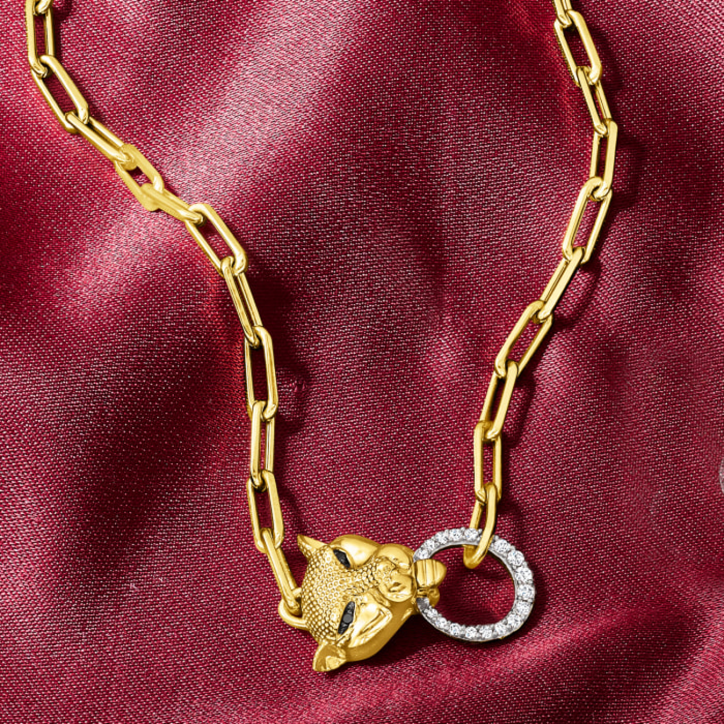 Black Eye Panther Diamond Paper Clip Necklaces 24kdiamond