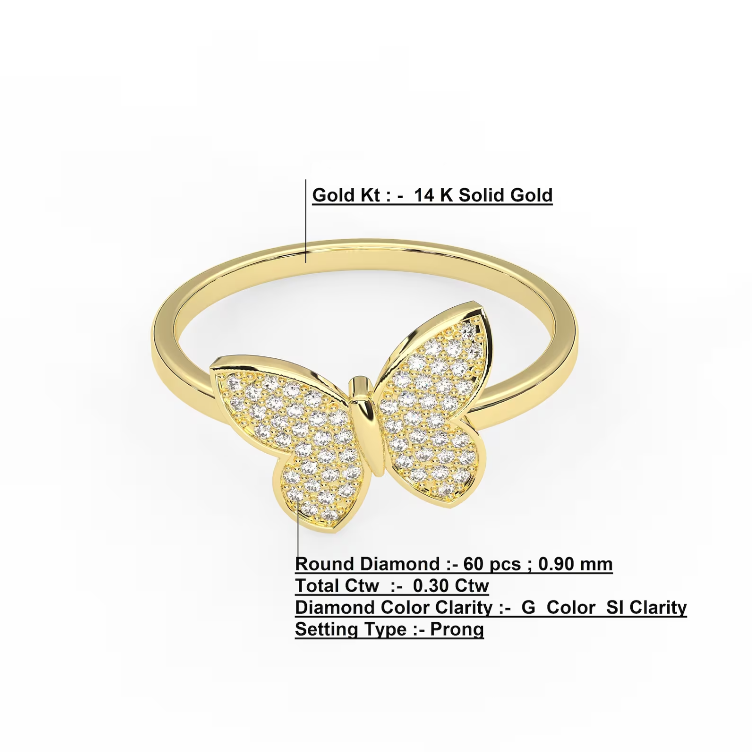 Butterfly Diamond Ring 24kdiamond