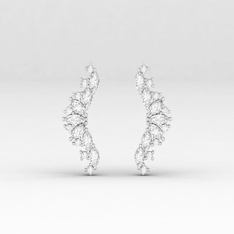 Cartilage Marquise Diamond Earrings Cuff Rose Gold 24kdiamond