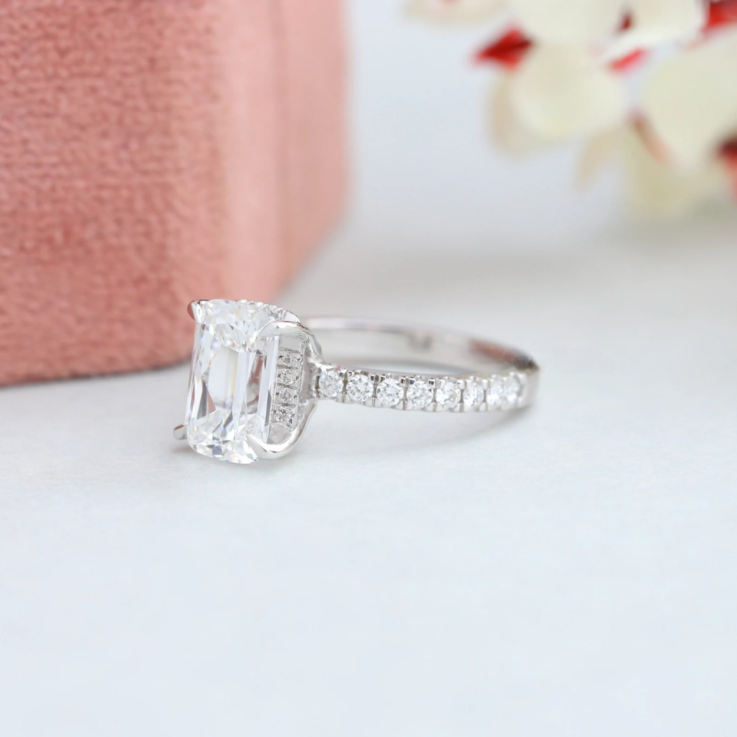 Criss Cut Lab Grown Solitaire Diamond Engagement Ring White Gold 24kdiamond