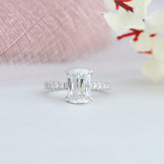 Criss Cut Lab Grown Solitaire Diamond  Engagement Ring White Gold 24kdiamond