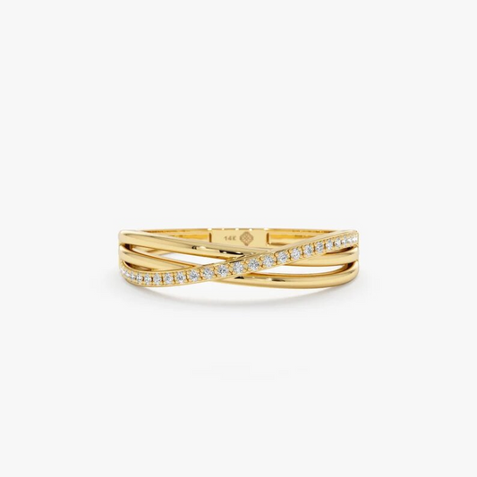 Cross Ring Trendy Stylish Sparkling Diamond Ring Yellow Gold 24kdiamond