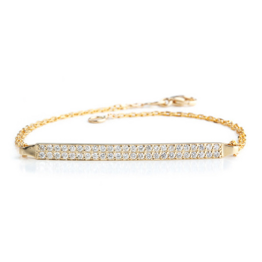 Diamond Bar Chain Bracelet Yellow Gold 24kdiamond