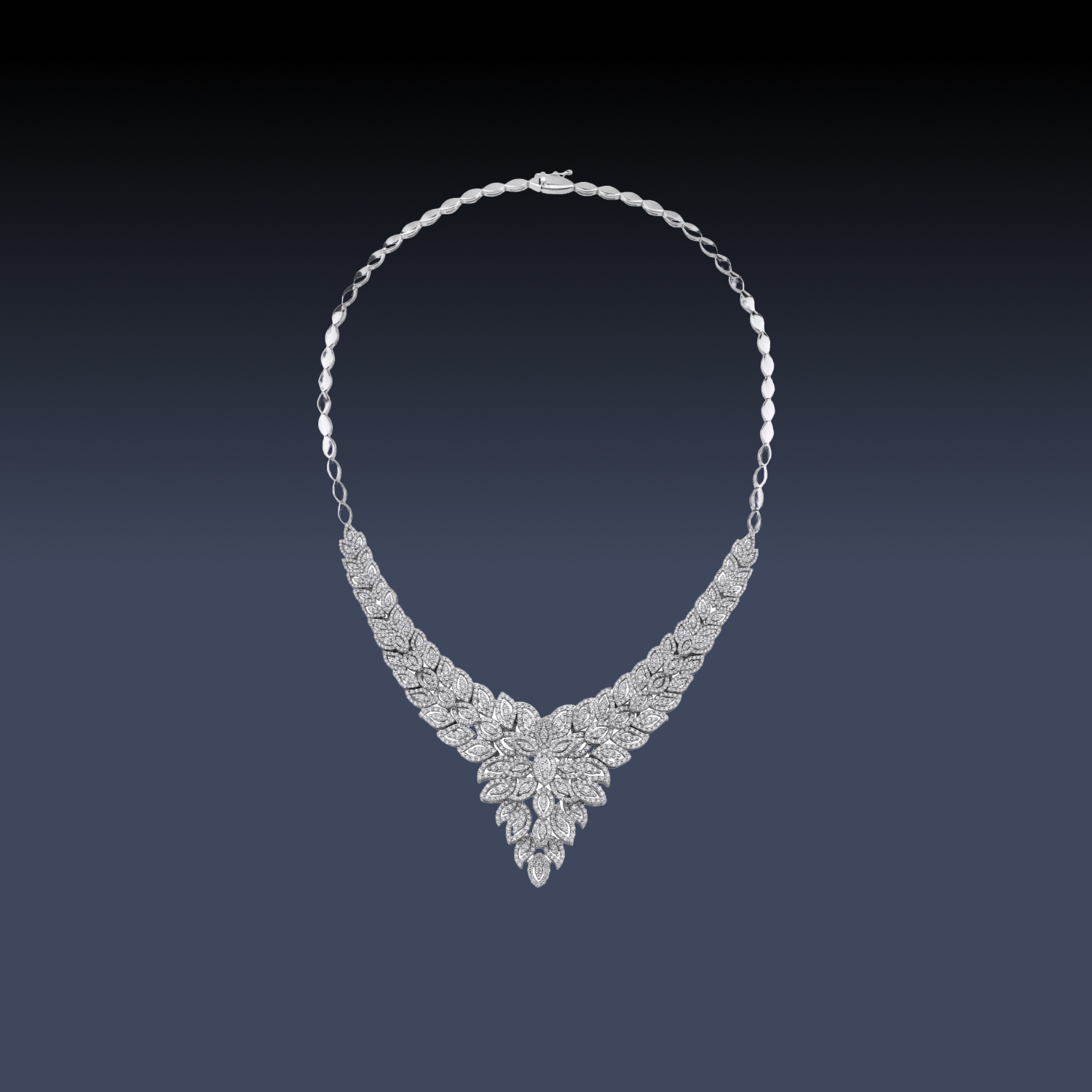 Diamond Leaf Choker Necklace White Gold 24kdiamond