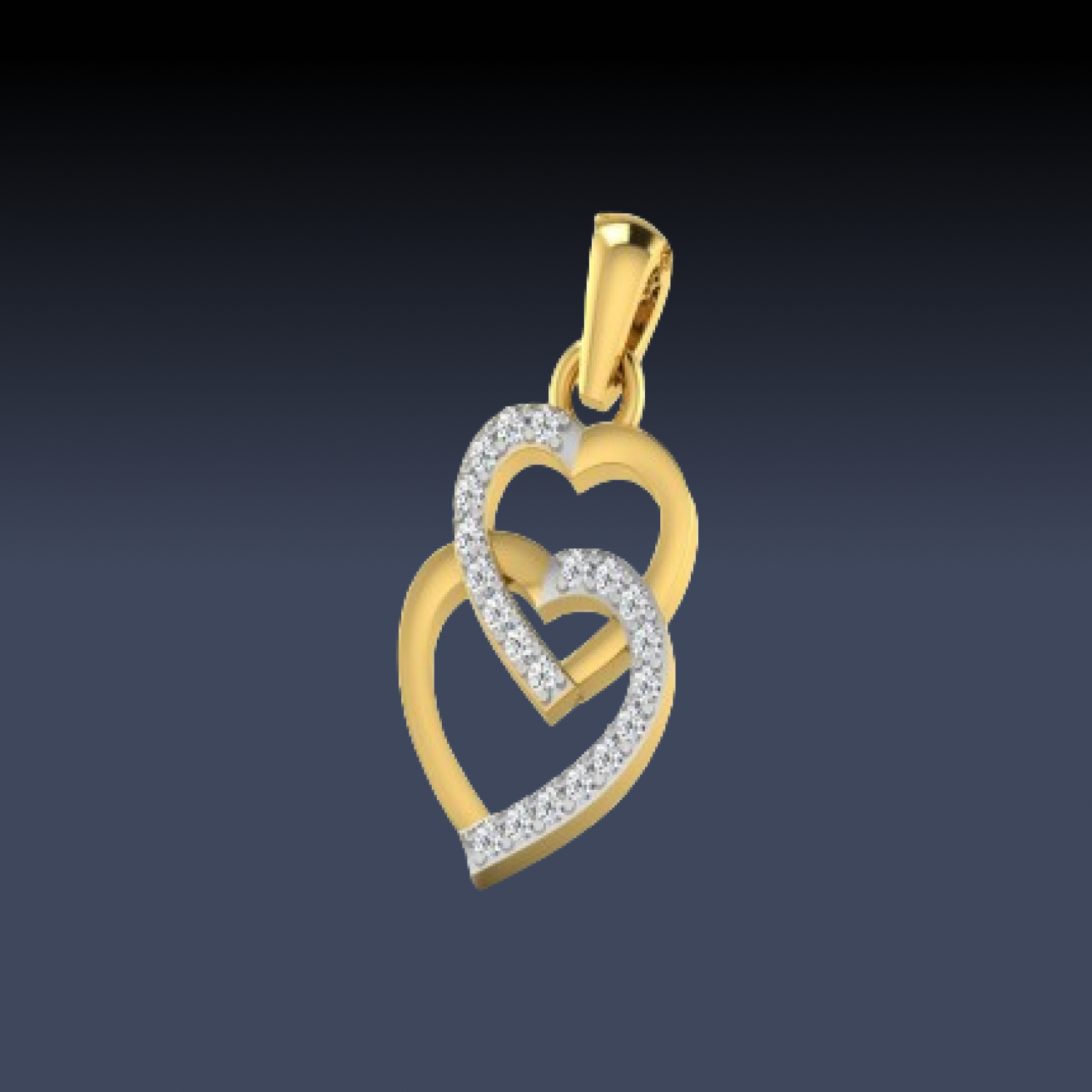 Double Heart Diamond Pendant Yellow Gold 24kdiamond
