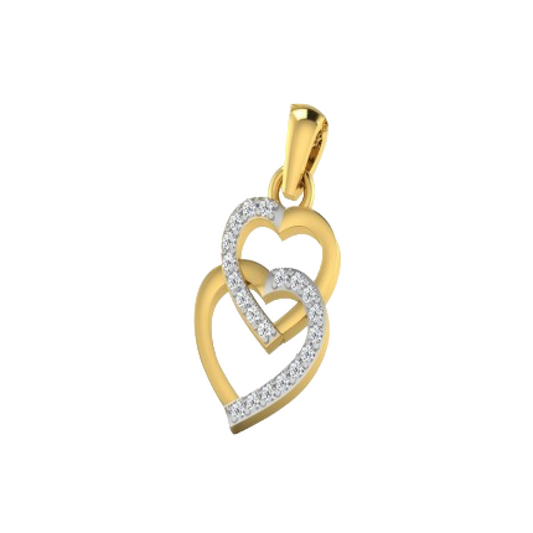 Double Heart Diamond Pendant Yellow Gold 24kdiamond