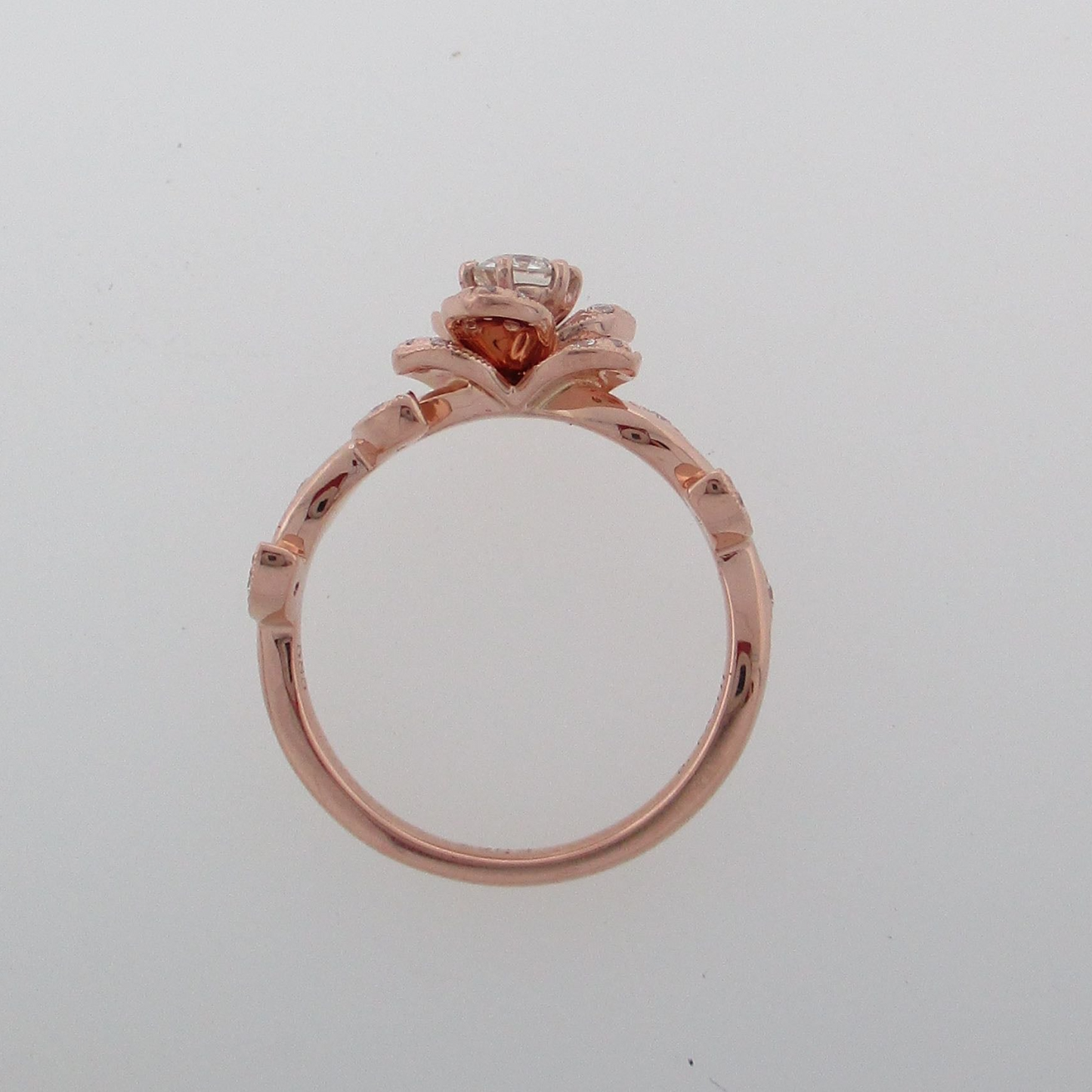 Flower Leaf Rose Gold Diamond Ring 24kdiamond