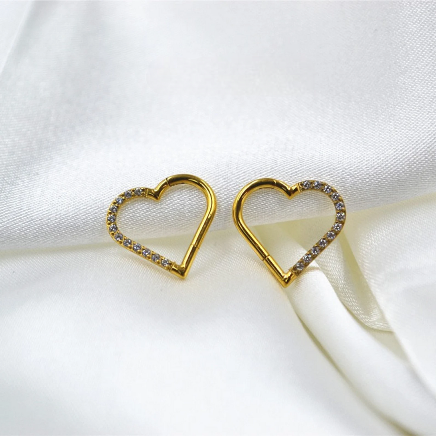 Heart Daith Piercing Clicker Earrings 24kdiamond
