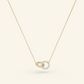 Interlocking Circle Necklace, Dainty Diamond Double Circle Necklace, 24kdiamond