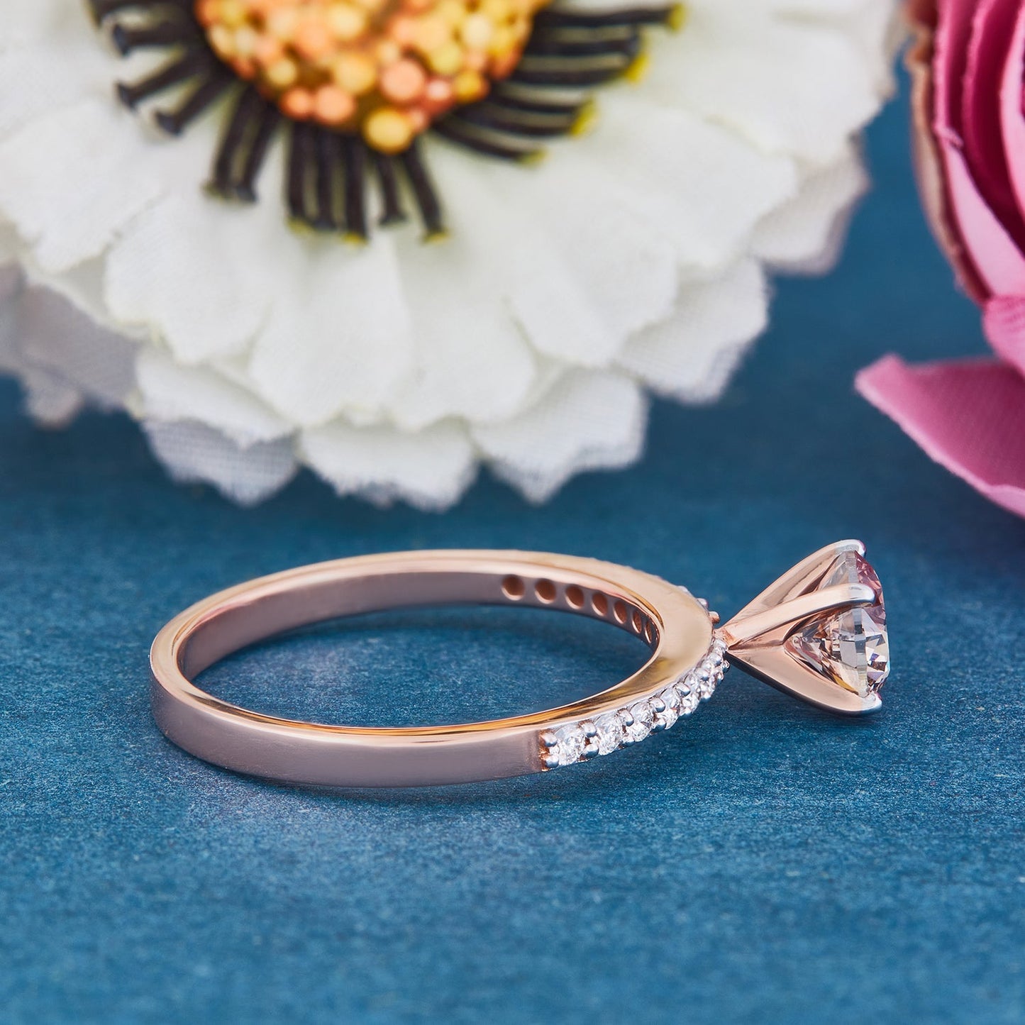 Light Brown Diamond Solitaire Engagement Ring Rose Gold 24kdiamond
