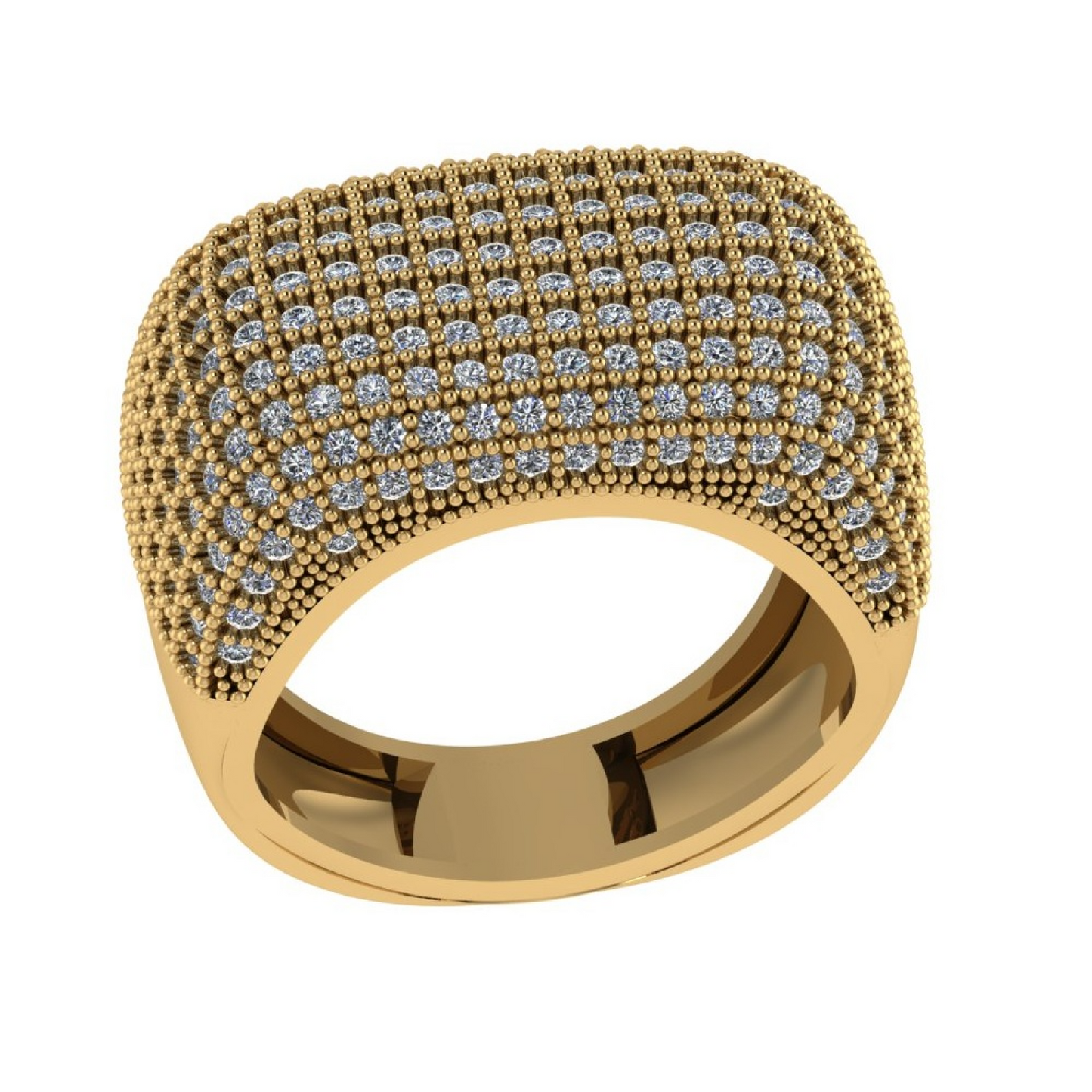 Luxurious Hip Hop Diamond Ring Yellow Gold 24kdiamond