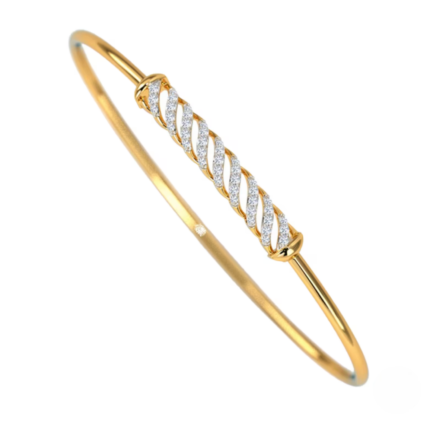 Minimal Solid Gold Diamond Bangle Bracelets 24kdiamond