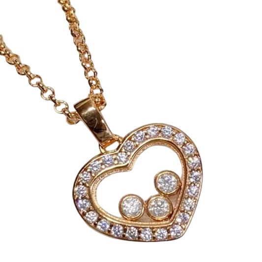 Movable Diamond Heart Necklace Yellow Gold 24kdiamond