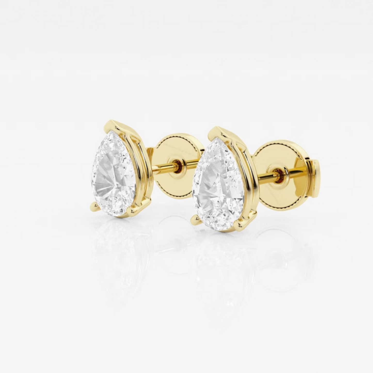 Pear Cut Diamond Solitaire Stud Earrings Yellow Gold 24kdiamond