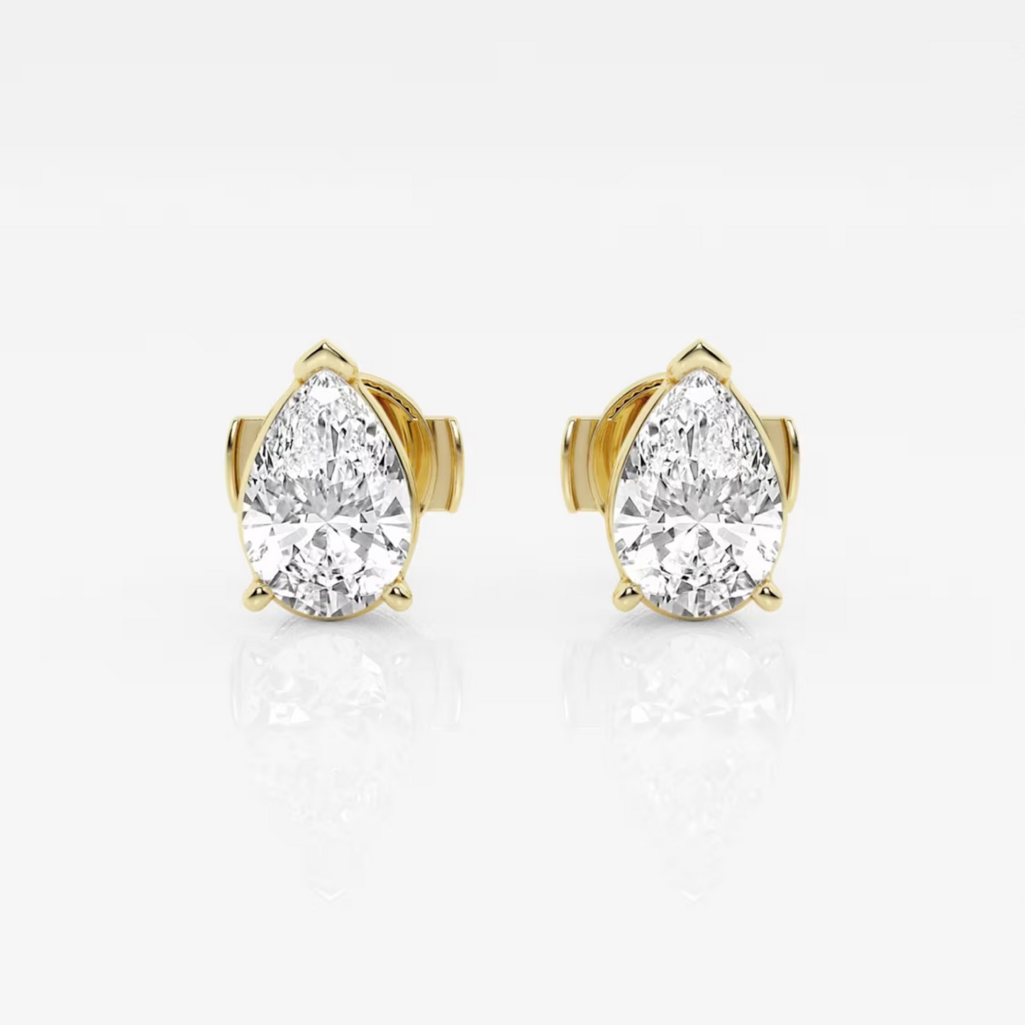 Pear Cut Diamond Solitaire Stud Earrings Yellow Gold 24kdiamond