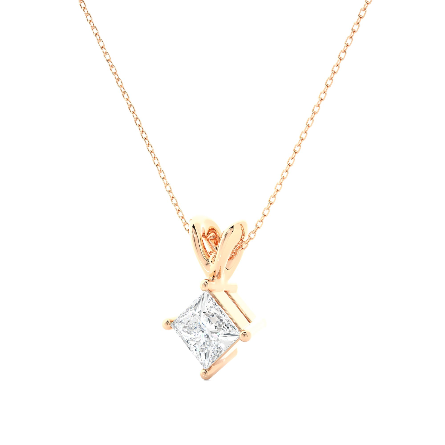 Princess Cut Solitaire Diamond Necklace 24kdiamond