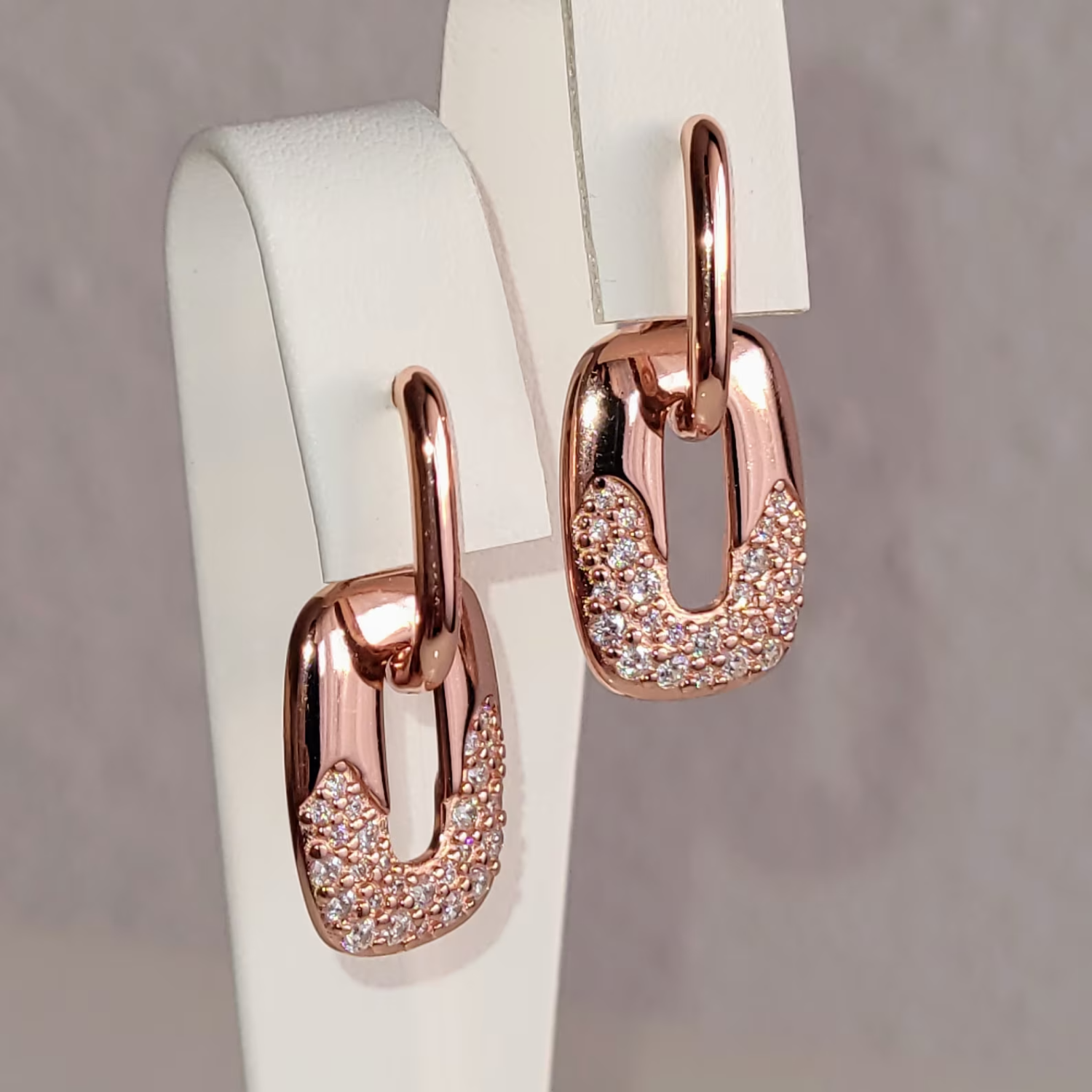 Rectangular Detachable hoop Earrings 24kdiamond