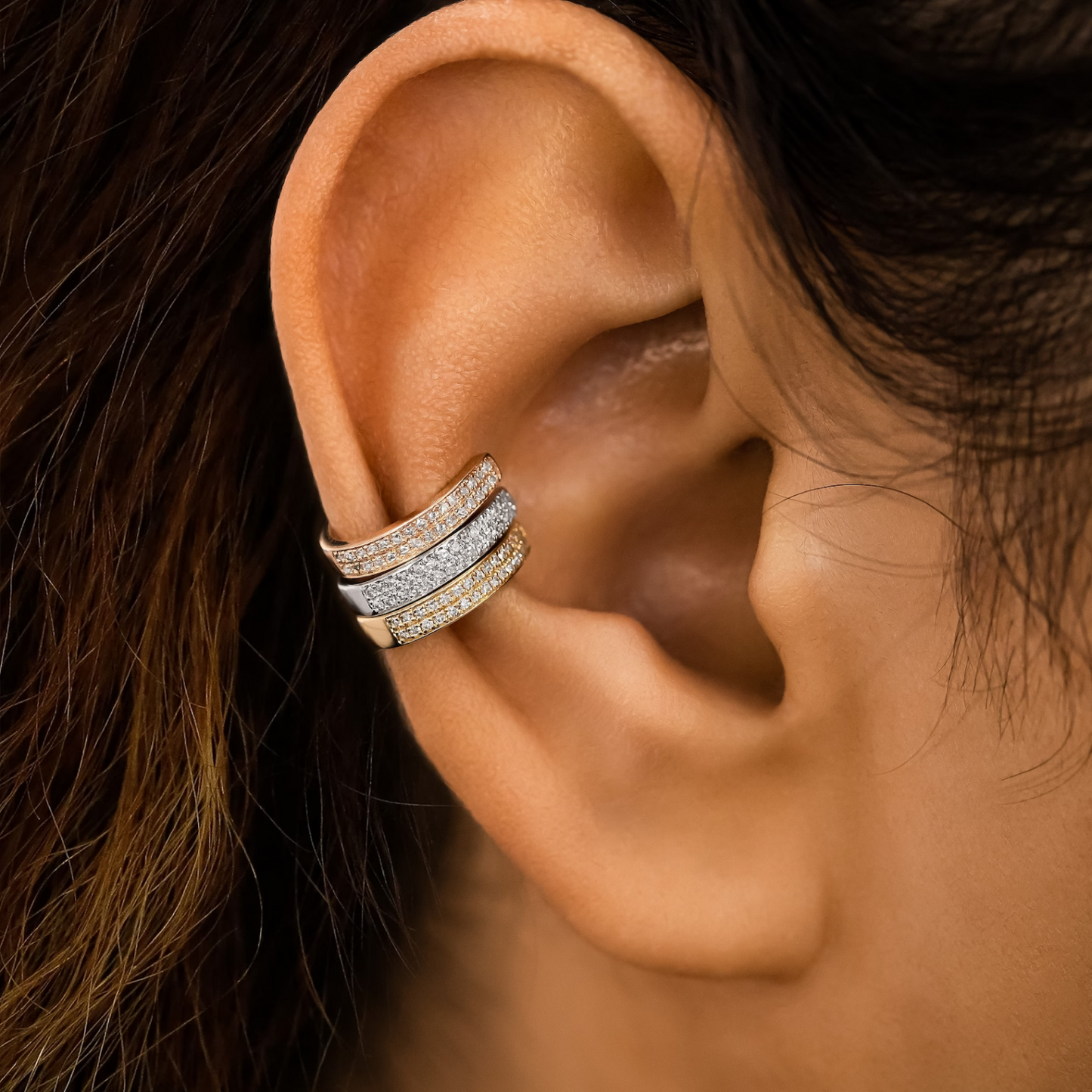 Reversible Micro Pave Ear Cuff 24kdiamond