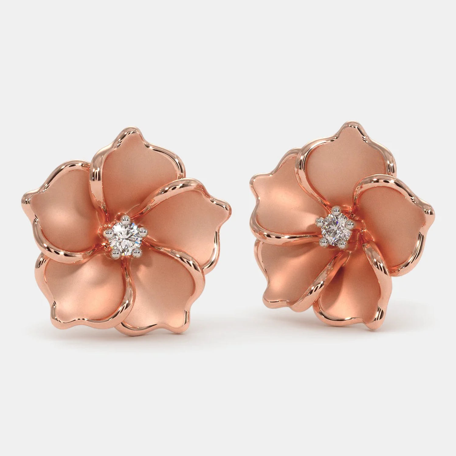 TJS American Diamond Studded Rose Gold Plated StarFlower Stud Earring   That Jewelry Store