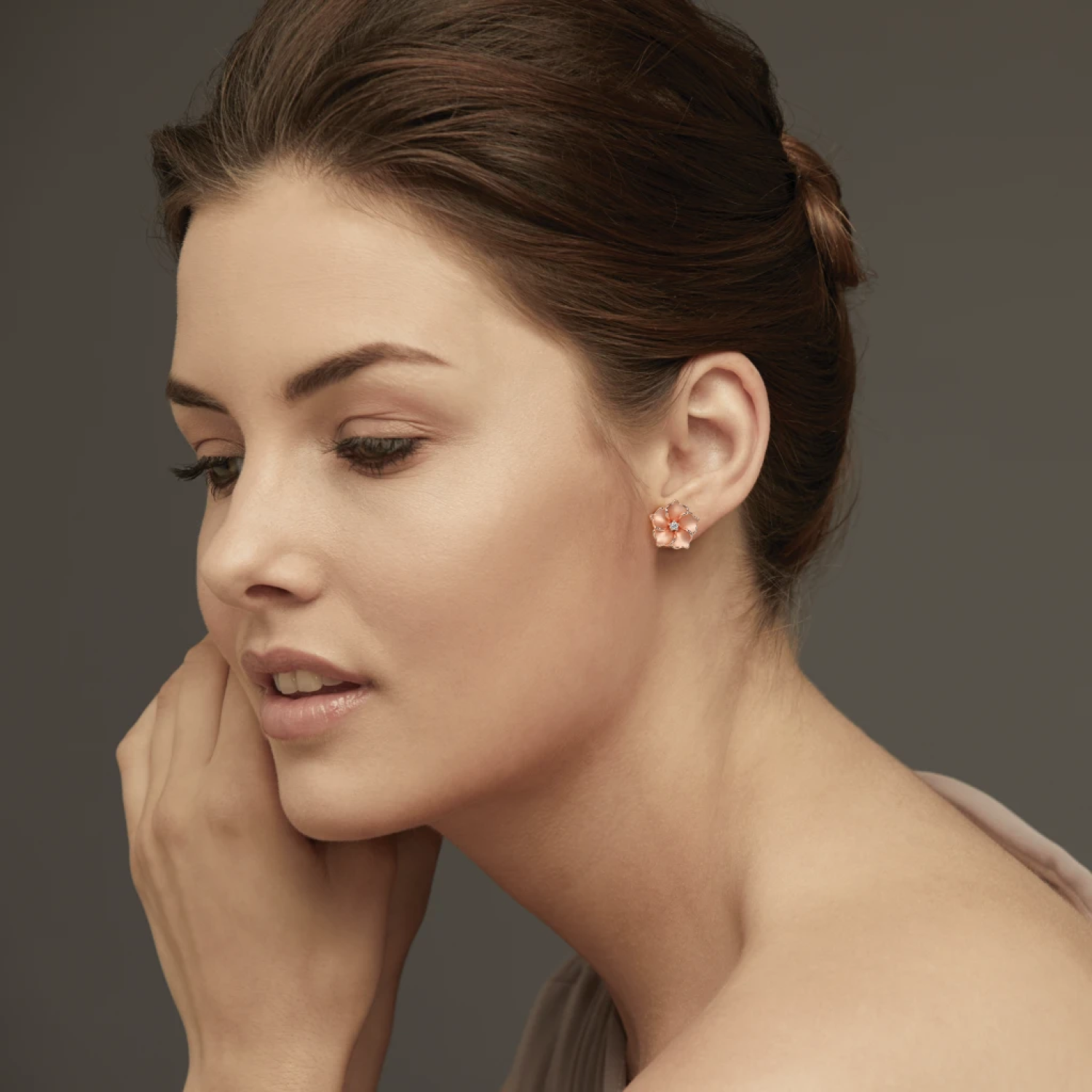 Rose Flower Diamond Earrings Stud Rose Gold 24kdiamond