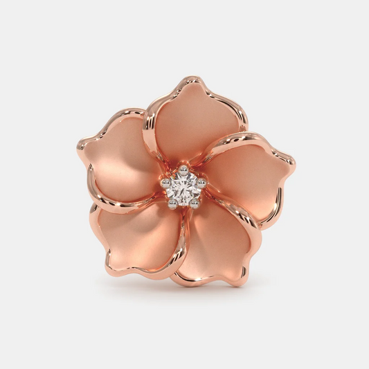 Rose Flower Diamond Earrings Stud Rose Gold 24kdiamond